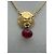 Collana Chanel Lion placcata oro con perla rossa - vista 2