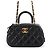 Borsa a mano Chanel Black Matelassé Mini Bowling Coco Mark in pelle