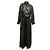 Céline Celine Metallic Langarm Maxi Kleid Schwarz & Gold Größe US S