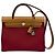 Hermès Herbag 31 Borsa in Canvas Rosso e Pelle Naturale
