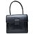 Vintage Givenchy Handtasche aus glattem Leder Schwarz Silber