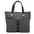 Gucci Borsa Tote in tela GG Monogram con doppia tasca frontale, Nero e Grigio