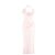 Rotate Langes rosa Kleid mit drapiertem Herz-Ausschnitt