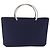 CHANEL Hand Bag Cotton jersey Navy Silver CC - vista 2