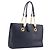 FENDI Bolsa de mão em couro azul marinho e dourado