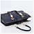 FENDI Bolsa de mão em couro azul marinho e dourado - vista 8