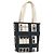 CHANEL Window Line Tote Bag Canvas Ivory Black CC