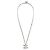 Collana con pendente Chanel Double CC Logo in smalto bianco