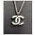 Collana con pendente Chanel Double CC Logo in smalto bianco - vista 3