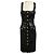 L'Agence Black Idy Button Front Vegan Leather Midi Dress