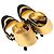 Black & Gold Prada Suede & Leather Ankle Strap Pumps Size 37 - view 3