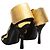 Black & Gold Prada Suede & Leather Ankle Strap Pumps Size 37 - view 4