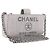 CHANEL Deauville Line Chain Shoulder Bag Canvas Gray Silver CC