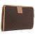Céline CELINE Macadam Canvas Clutch Bag PVC Leather Brown Gold