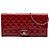 Chanel Red CC Quilted Patent East West Wallet On Chain