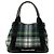 Balenciaga Cabas S in lana a quadri verde e blu navy