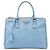 Borsa Prada Blue Medium Saffiano Lux Galleria Double Zip Satchel