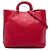 Borsa Tote aperta convertibile Prada in Vitello Daino e Canapa rossa con logo