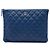 Chanel Blue Medium Quilted Lambskin O Case Clutch