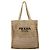 Borsa Tote Prada in crochet in rafia marrone