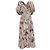 Sandro Printed Midi Dress with Ruffles in Multicolor Viscose