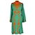 Vestido midi de lino verde con ribete de encaje Gucci