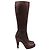 Prada Platform Knee-High Boots in Brown Leather