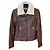Ted Baker Giacca in pelle marrone con collo in shearling