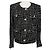 Chaqueta de tweed Tetys Iro Black / White con bordes deshilachados
