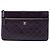 Clutch Chanel CC em pele de cordeiro acolchoada roxa com fecho duplo