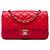 Chanel Mini Rectangular Classic Crossbody Bag aus rotem Lammleder mit einzelnem Verschluss