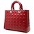 Borsa Lady Dior Large in pelle verniciata Cannage rossa - vista 2