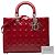 Borsa Lady Dior Large in pelle verniciata Cannage rossa - vista 7