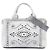 Gray Prada Small Denim Canapa Bijoux and Grommet Satchel