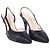 Décolleté Slingback Chanel Vintage in pelle nera e raso con punta a contrasto - vista 2