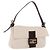 FENDI Mamma Baguette Shoulder Bag cotton Ivory Silver