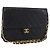 CHANEL Chain Shoulder Bag Lamb Skin Black Gold CC