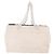 CHANEL Chain Tote Bag Canvas White Gold CC - vista 3