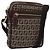 FENDI Zucchino Canvas Shoulder Bag Beige Gold