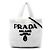 Tote Sac cabas Prada en shearling blanc avec logo
