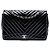 Chanel Black Jumbo Classic Chevron Patent Double Flap