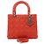 Dior Orange Medium Lambskin Cannage Lady Dior