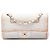 Chanel White Medium Classic Metallic Tweed Double Flap
