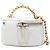 Chanel Vanity Case Round Top Handle em Lambskin Matelassado Branco com Cristais e Pérolas e Corrente - vista 2