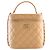 Vanity Maleta de Maquilhagem Chanel Beige CC em pele de cordeiro acolchoada com pega e corrente
