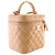 Vanity Maleta de Maquilhagem Chanel Beige CC em pele de cordeiro acolchoada com pega e corrente - vista 15