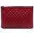 Chanel Clutch O Case Grande in Pelle d'Agnello Matelassé Rossa