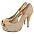Stuart Weitzman Beige Python Leather Peep-Toe Pumps