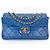 Timeless Borsa a tracolla Chanel Quilted Single Flap Blau – Double Chain – Gold Hardware