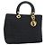 Christian Dior Lady Dior Canage Hand Bag Canvas Black Gold Auth ep14710 - Jerrillo
